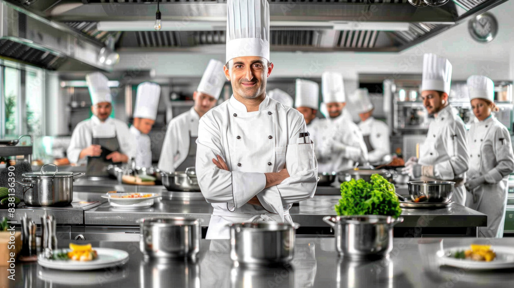 Team of chefs in professional kitchen Team of chefs in professional kitchen