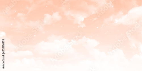 Pastel pink sky with clouds abstract watercolor background. Use for concept design wallpaper 