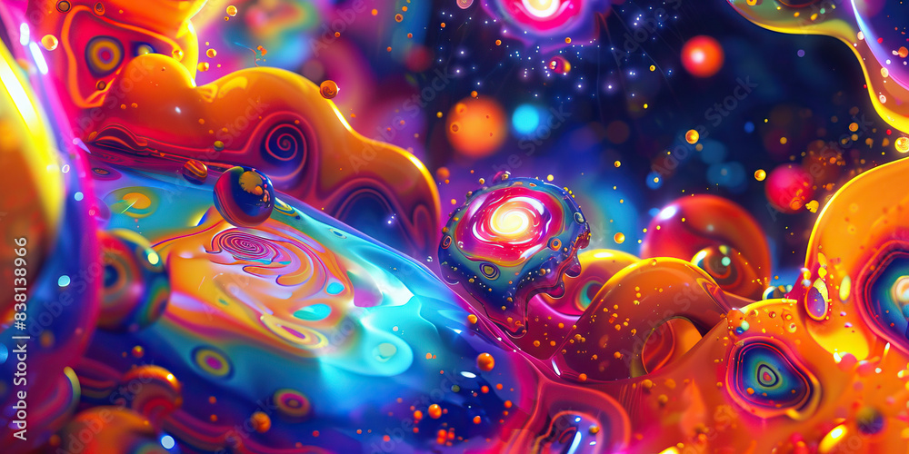 The Quirky Quasar: A vibrant, psychedelic wallpaper featuring swirling galaxies and playful shapes The Quirky Quasar: A vibrant, psychedelic wallpaper featuring swirling galaxies and playful shapes