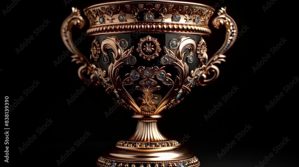 Champion golden trophy isolated on black background. Champion golden trophy isolated on black background.