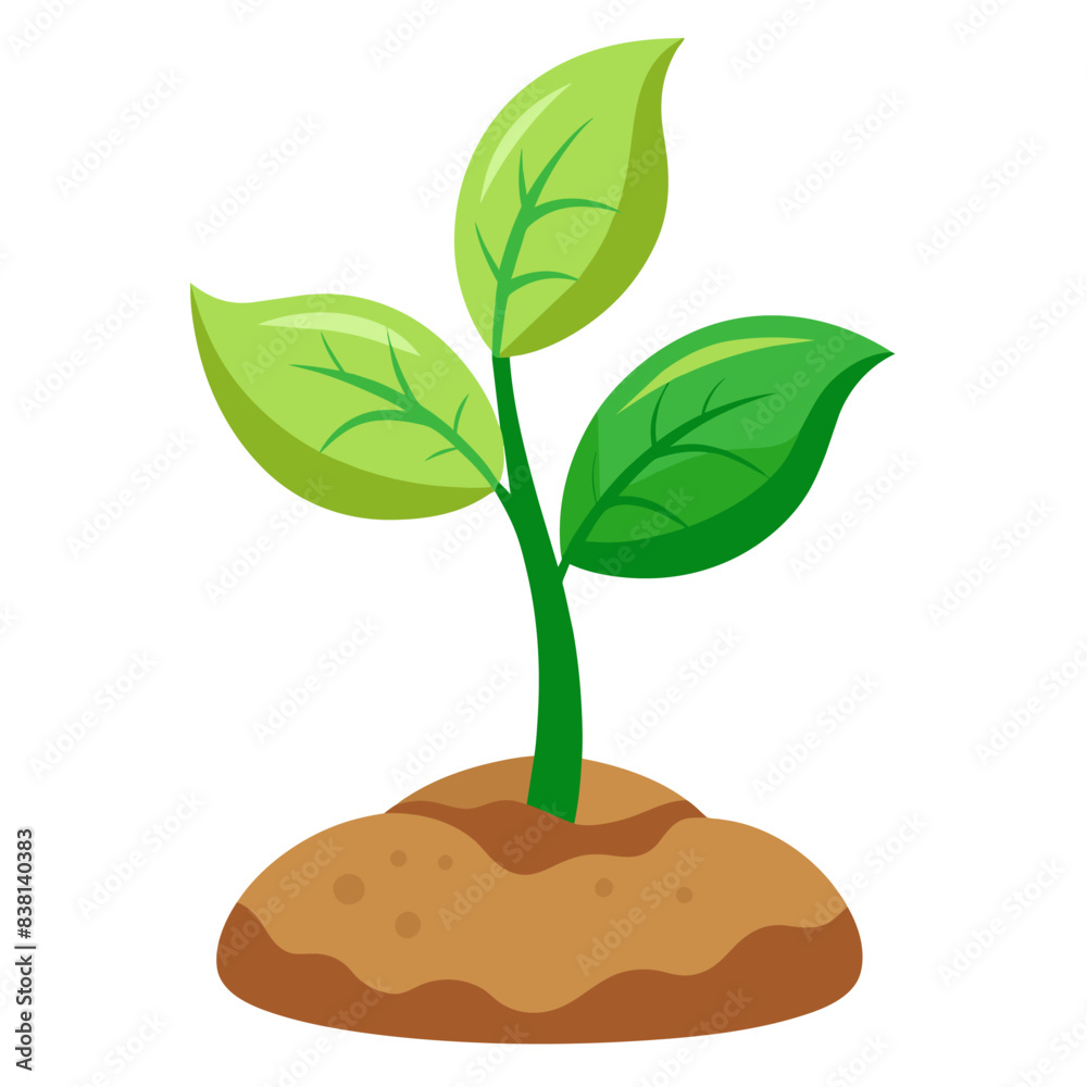 Illustration of a green plant growing with keywords on plants, growth, nature, and sustainability Illustration of a green plant growing with keywords on plants, growth, nature, and sustainability