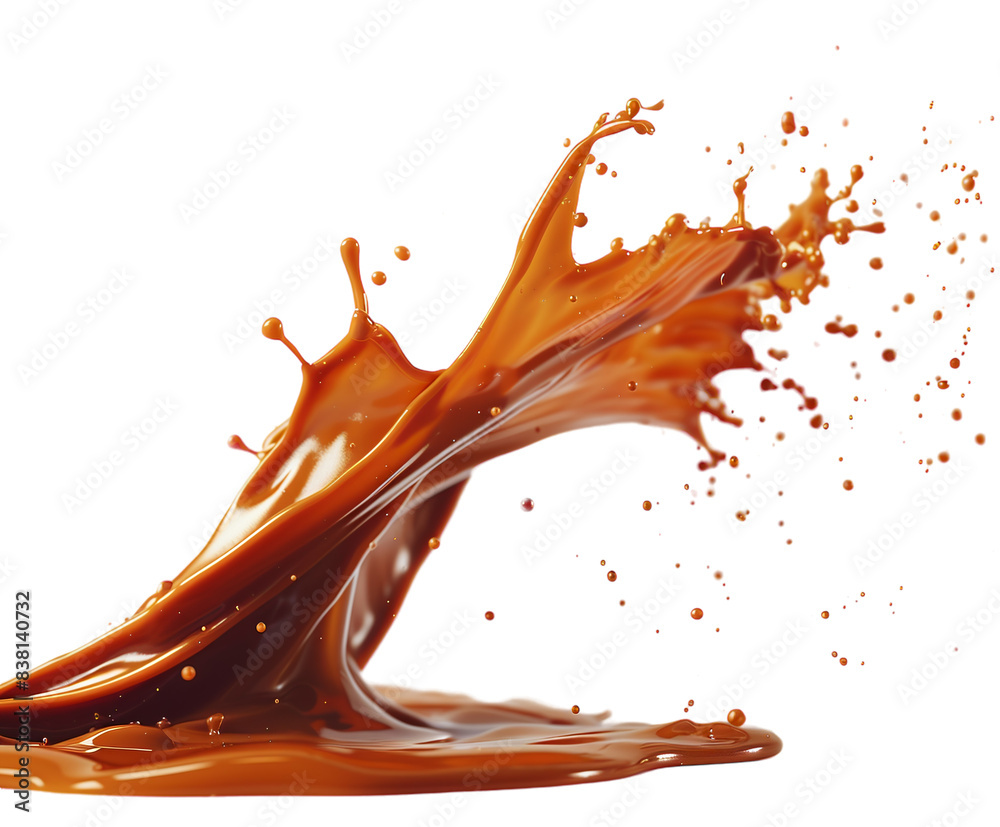 Caramel candies and splash isolated on white Caramel candies and splash isolated on white