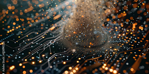 The Infinitesimal Intruder: A magnified dust particle floating near a delicate circuit board