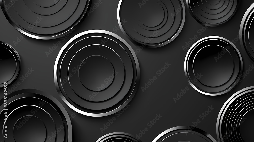 Black circle shapes with silver stripes vector image Black circle shapes with silver stripes vector image
