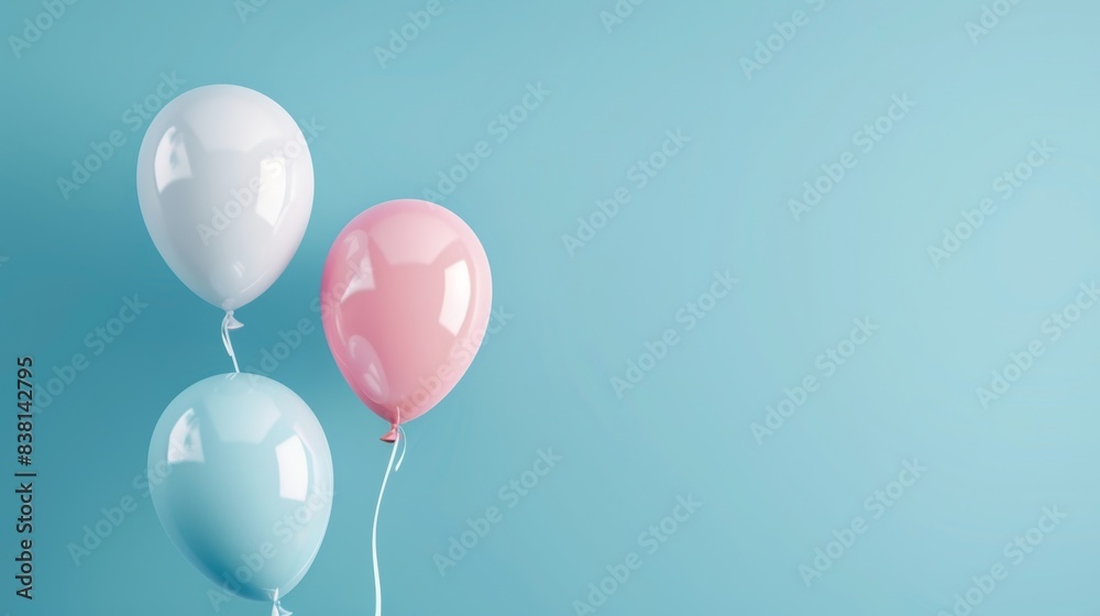 Minimal concept. Balloons on pastel blue background. Minimal concept. Balloons on pastel blue background.