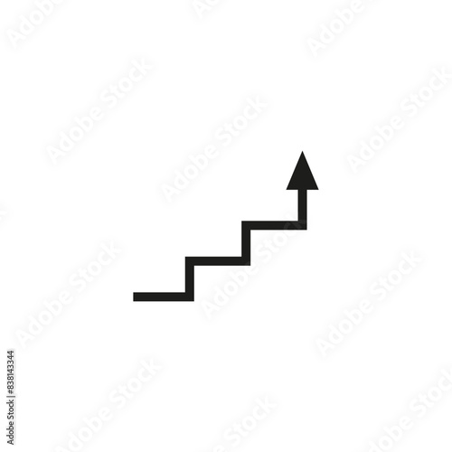 Angular arrow in the shape of stair treads. Vector illustration. 