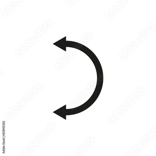 Dual semi circle arrow. Vector illustration. Semicircular curved long double ended arrow.