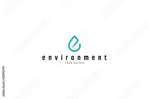 Water drop logo resembles the letter e for environment