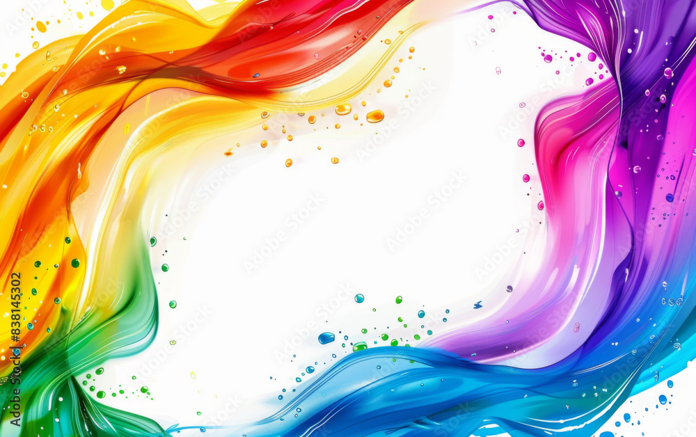 Obraz premium A colorful, rainbow-colored wave with a white background