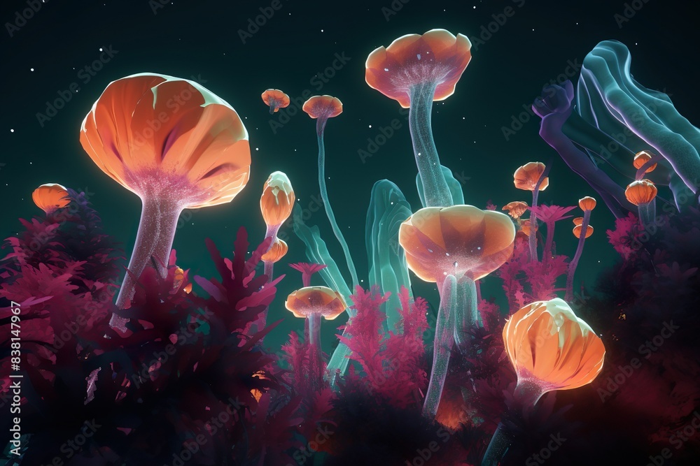 Luminescent Fungi in an Enchanted Night Forest Luminescent Fungi in an Enchanted Night Forest