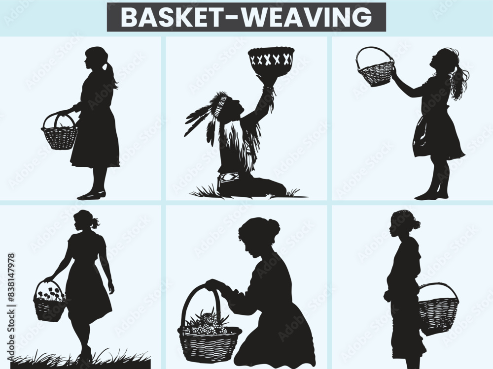 Obraz premium Flower Basket-weaving silhouette design