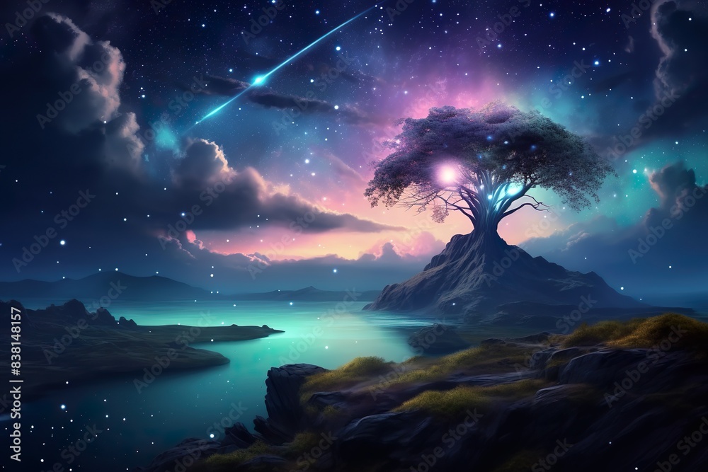 Serene Twilight Beneath the Enchanted Tree Serene Twilight Beneath the Enchanted Tree