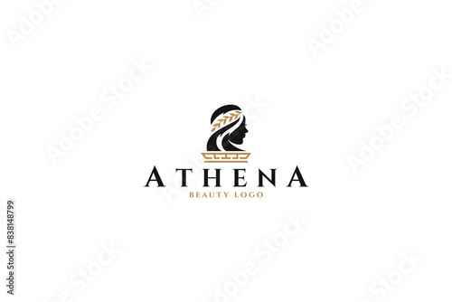 Beautiful and graceful ancient Greek woman logo