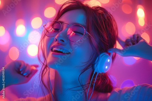 “Neon Beats: Audio Enjoyment in Vibrant Setting”

