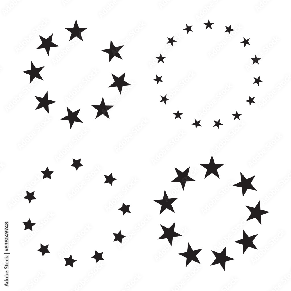 Three star circles set Three star circles set