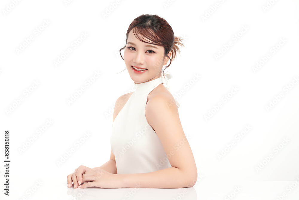 Beautiful young asian woman with clean fresh skin on white background, Face care, Facial treatment, Cosmetology, beauty and spa, Asian women portrait. Beautiful young asian woman with clean fresh skin on white background, Face care, Facial treatment, Cosmetology, beauty and spa, Asian women portrait.