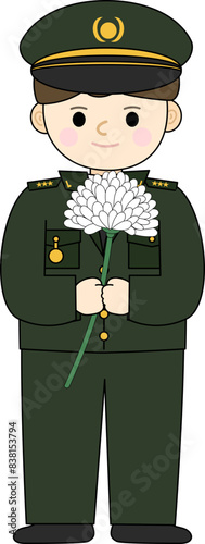 대한민국 호국보훈의 달 벡터 일러스트 오브젝트 (현충일, 국군의 날, 625 전쟁, 연평해전, 육군, 한국 군인, 군복, 모자, 장교, 여군, 무궁화, 태극기, 현충원, 전쟁기념관, 국가유공자, 보훈가족)