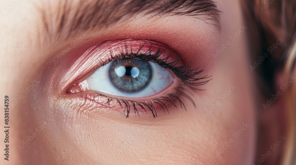 Fototapeta premium eye of a woman with makeup with eye shadow generative ai