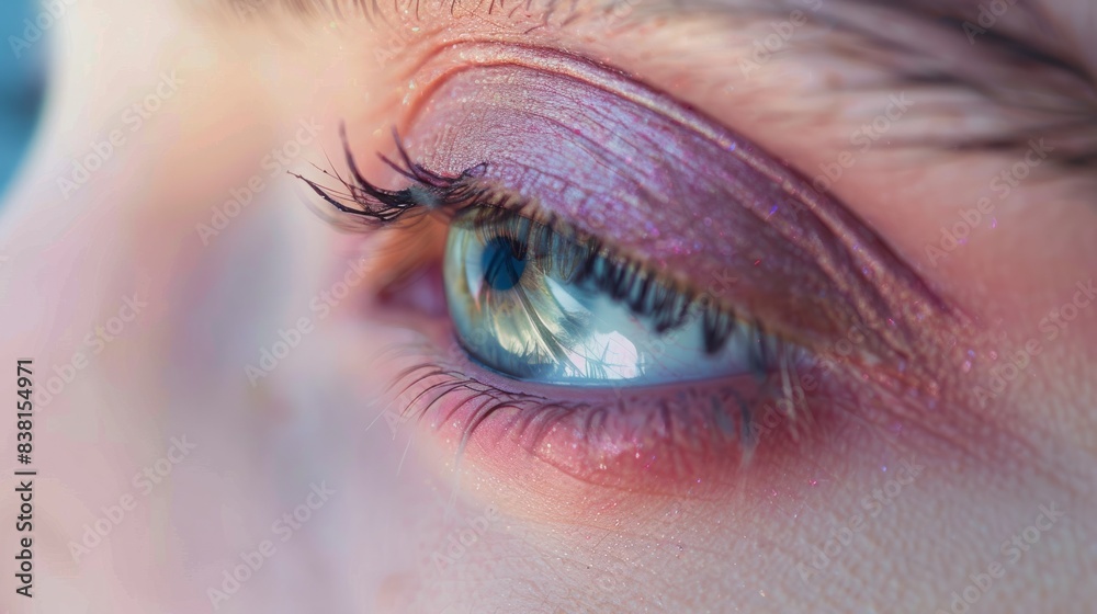 Obraz premium eye of a woman with makeup with eye shadow generative ai
