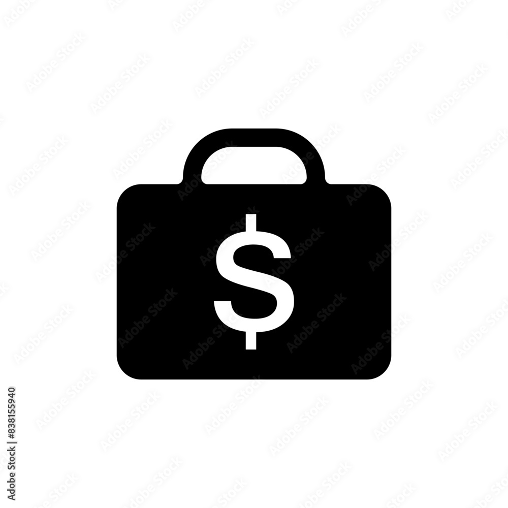 Briefcase Dollar icon in flat style isolated on white background Briefcase Dollar icon in flat style isolated on white background