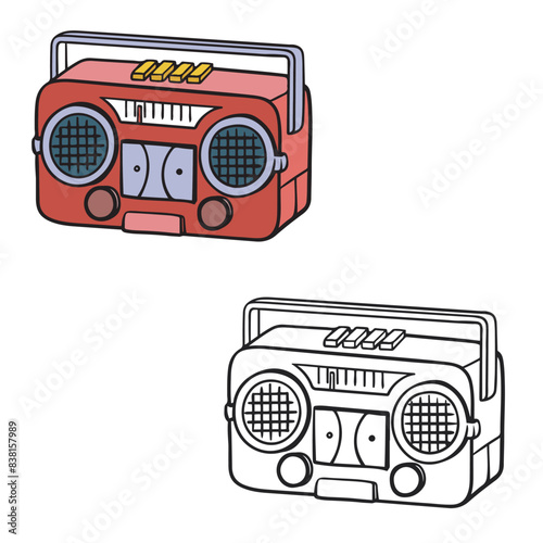 radio drawing with line art style. simple design outline style. cartoon. you can change color you want. vector illustrations. easy to edit