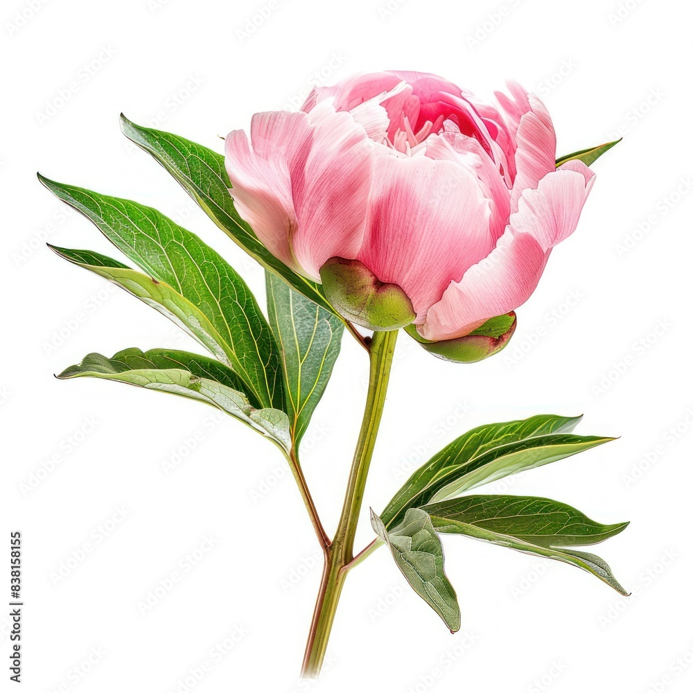 Fototapeta premium Peony isolated on white background. High-resolution photo of delicate and vibrant flower.