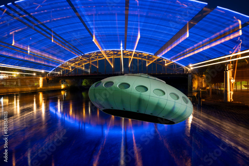 Ufo unter beleuchteter Brücke Rinteln photo