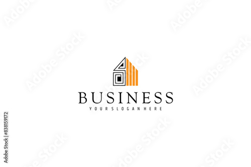 Minimalist house facade exterior logo design template