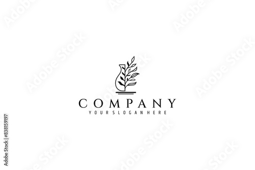Bohemian logo beautiful plant and vase