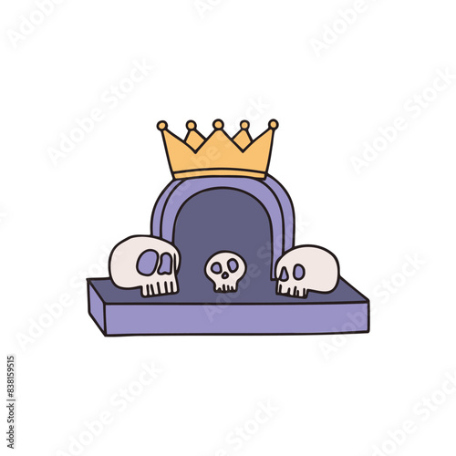 Illustration of Crown with skulls in the tomb