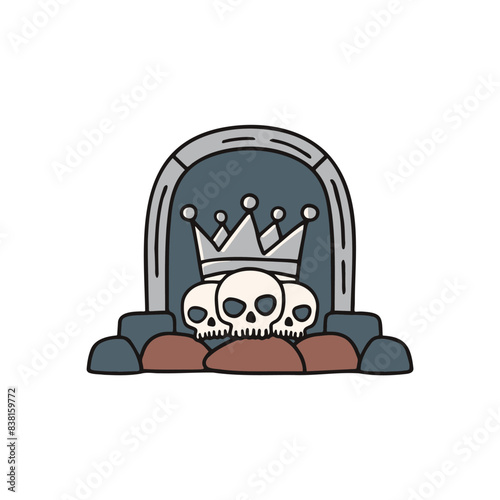 Illustration of Crown with skulls in the tomb