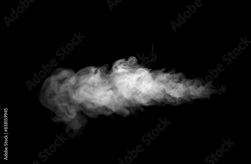 Collection of animated white smoke on black background. Smoke clouds. Isolated abstract lines.