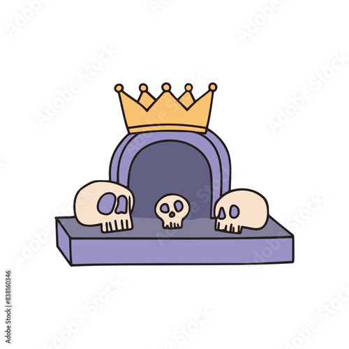 Illustration of Crown with skulls in the tomb