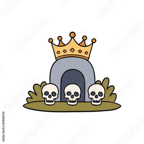 Illustration of Crown with skulls in the tomb