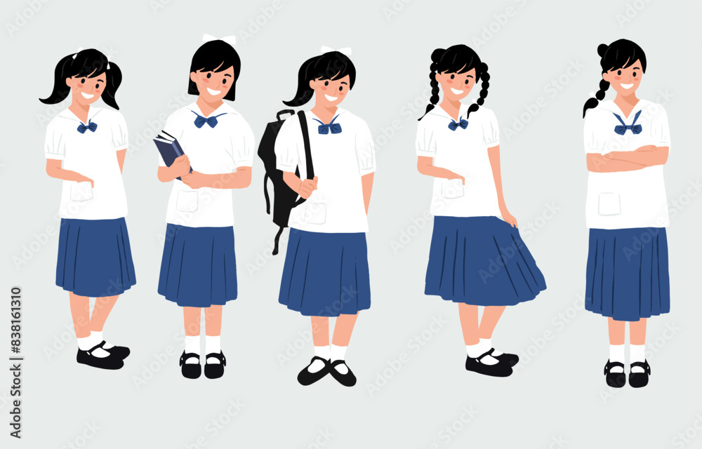 girl character for Thai student uniform girl character for Thai student uniform
