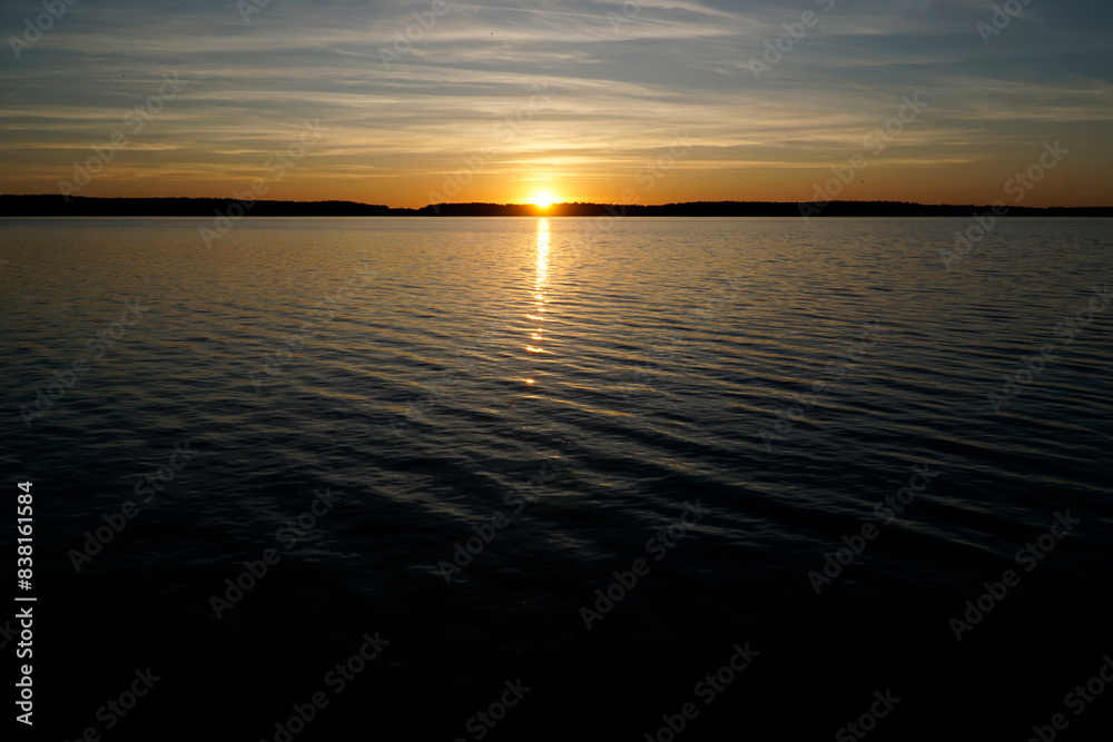 Obraz premium Sunset over lake - Masuria, Poland