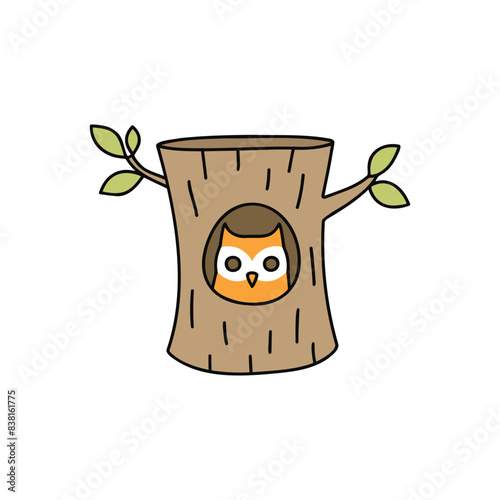 Illustration of Owl's tree hollow nest