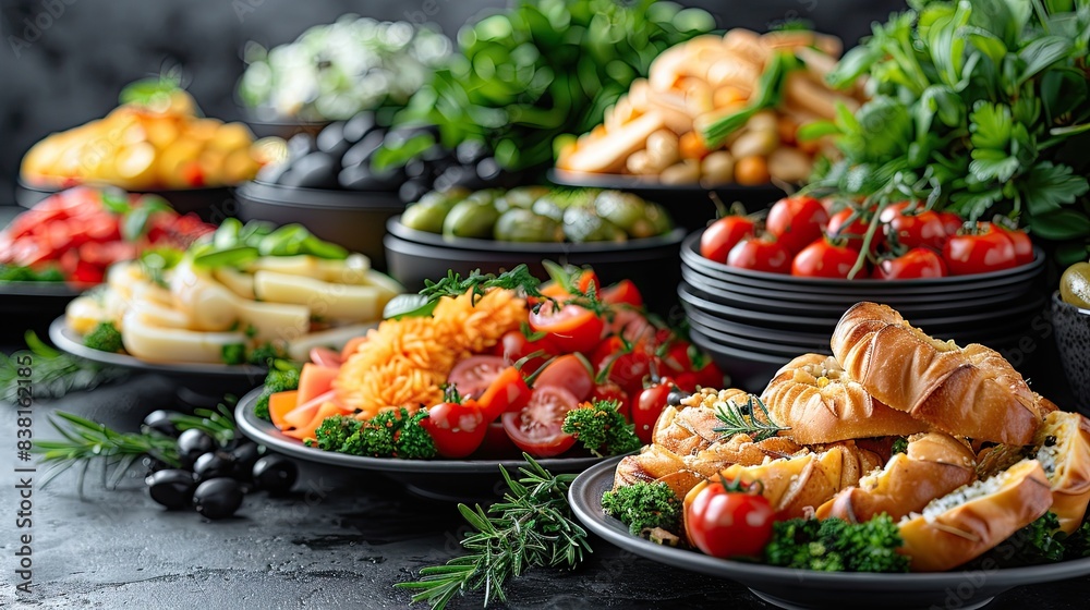 Obraz premium Iftar Table Spread: Photo of a dining table full of iftar dishes. 