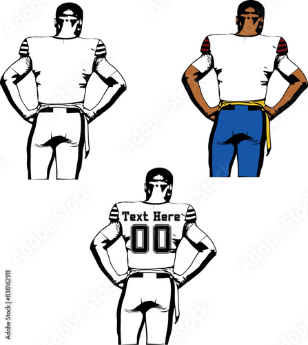 Vector of American football players in uniforms