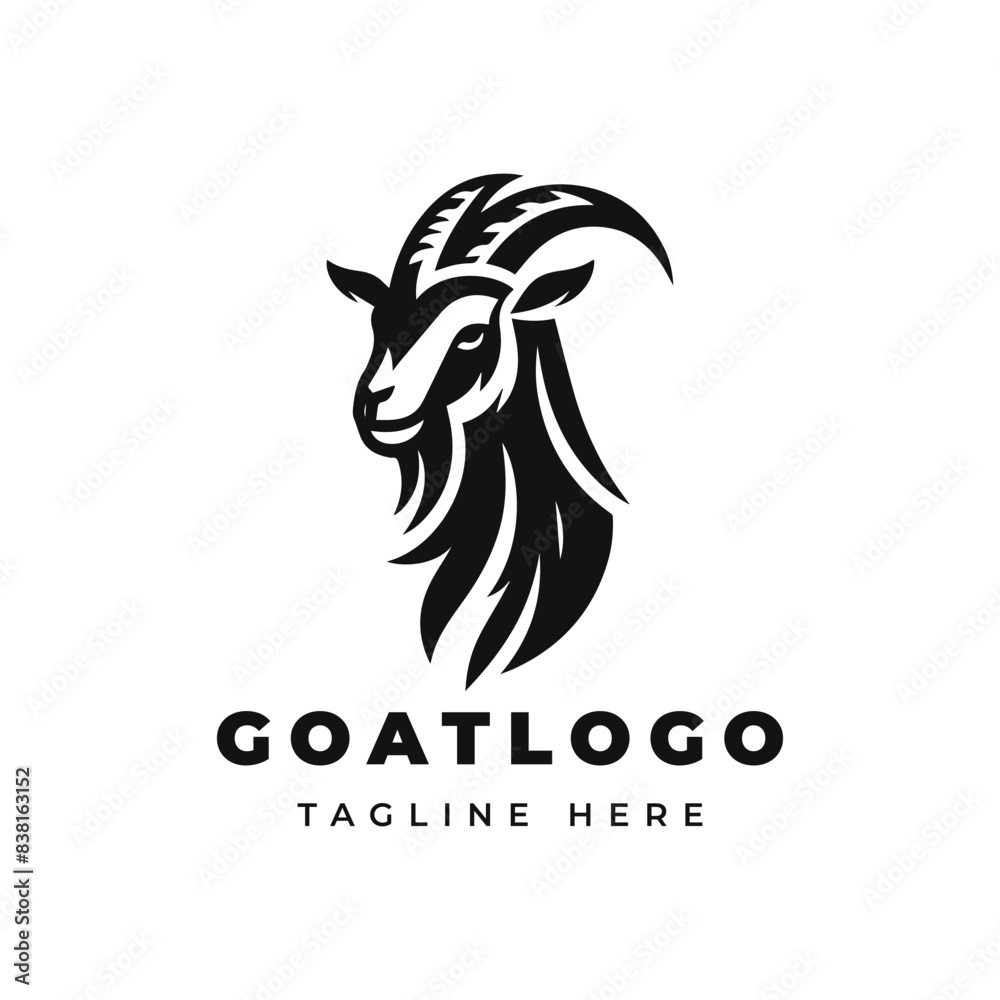 goat head logo design facing left in black goat head logo design facing left in black