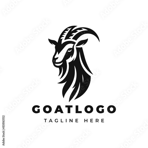 goat head logo design facing left in black