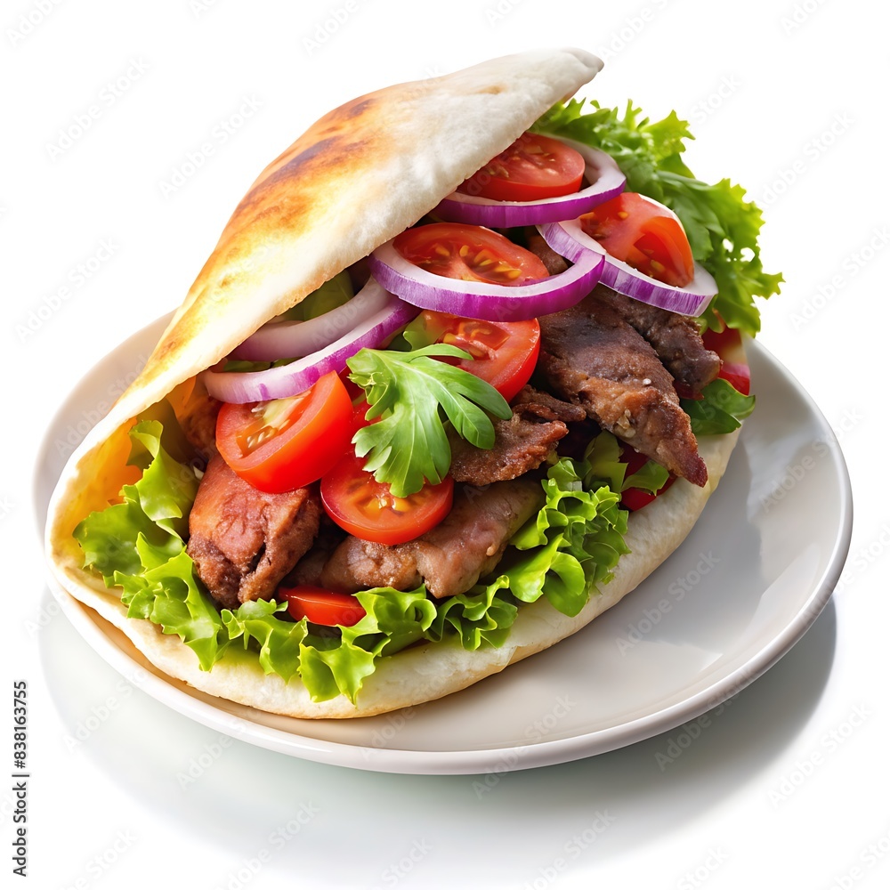 Doner kebab isolated on white background cutout Doner kebab isolated on white background cutout