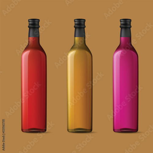 bottles of wine isolated with grape vector