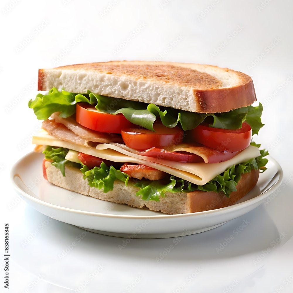 Sandwich on the white plate on white background. Sandwich on the white plate on white background.