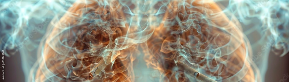 Fototapeta premium Lung of a smoker with cigarettes, x - ray of the organ