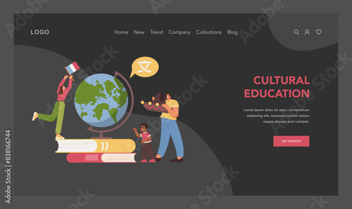 Global heritage learning. Flat vector illustration