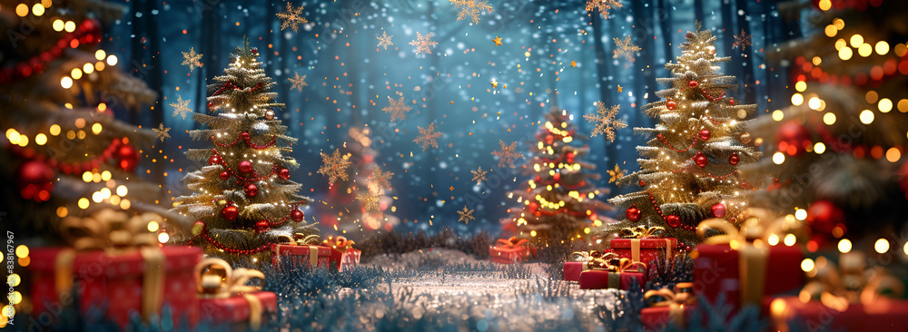 Festive Winter Wonderland, Sparkling Christmas Trees Festive Winter Wonderland, Sparkling Christmas Trees