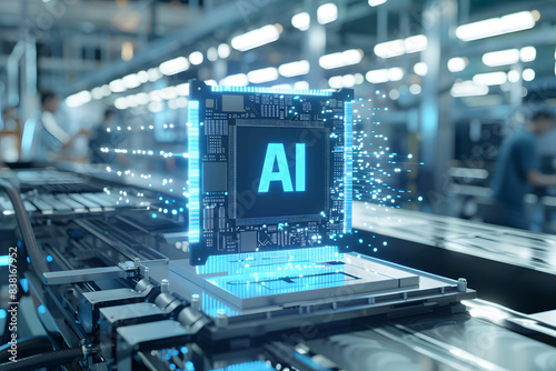 Wallpaper Mural Development of microchips using AI technology concept, microchip with word “AI” on center and background is chip production factory or lab Torontodigital.ca