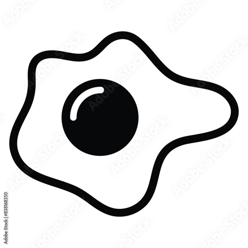 Fried egg black vector icon. Sunny side up, omelet, fried egg symbol for cooking in restaurant. Breakfast, yolk, protein.