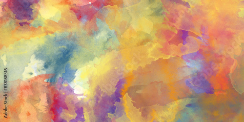 abstract colorful watercolor background. blue yellow orange pattern grunge texture background. Colorful and bright watercolor background texture with grunge watercolor splashes.